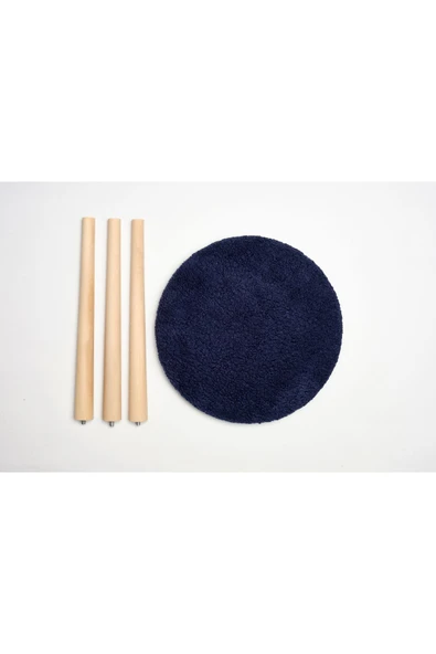 WoodyMaison Puf Ahşap Ayaklı Dekoratif Pelüş Puf Tabure Bench Sandalye - 4
