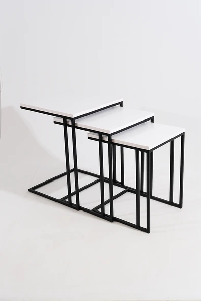 Beyaz 3'lü Zigon Sehpa ürün görseli 1