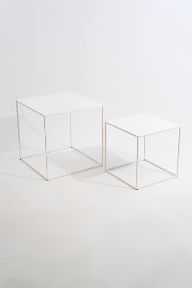 Metal 2'li Sehpa Beyaz ürün görseli 1