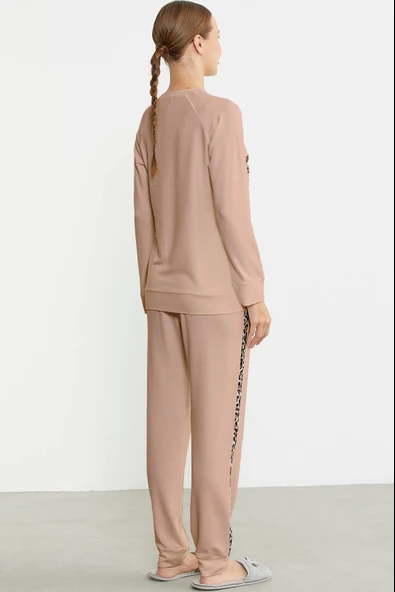 Sementa 76446 Leopar Çizgili Jogger Pijama Takım - 4