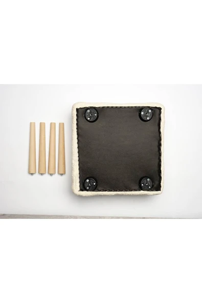 WoodyMaison Puf Mushroom Retro Kare Çok Amaçlı Puf Bench Koltuk Tabure - 5