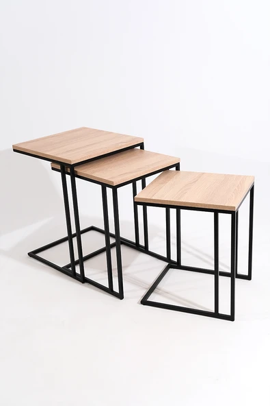 Ahşap 3'lü Zigon Sehpa - Resim 2