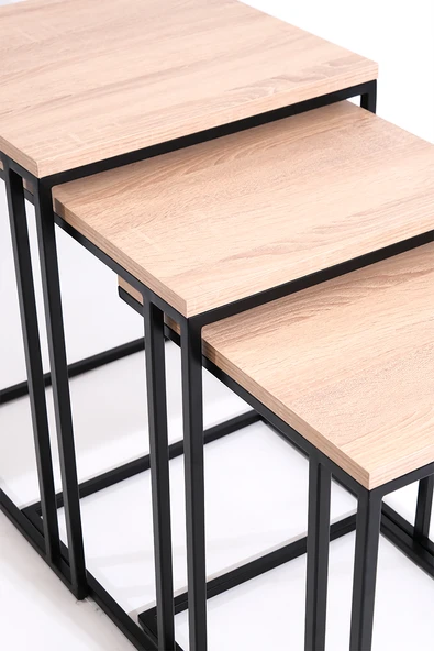 Ahşap 3'lü Zigon Sehpa - Resim 3