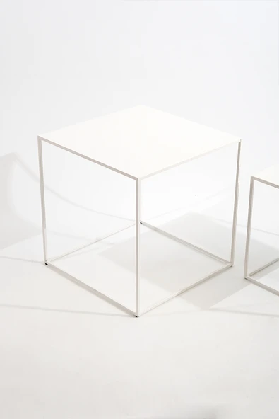 Metal 2'li Sehpa Beyaz - Resim 4