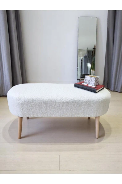own home Eksen Teddy Kumaş Puf, Geniş Oturumlu Bench, Modern Ayak Ucu Pufu, Yumuşak Oturma & Sehpa, 90 x 35cm - 2