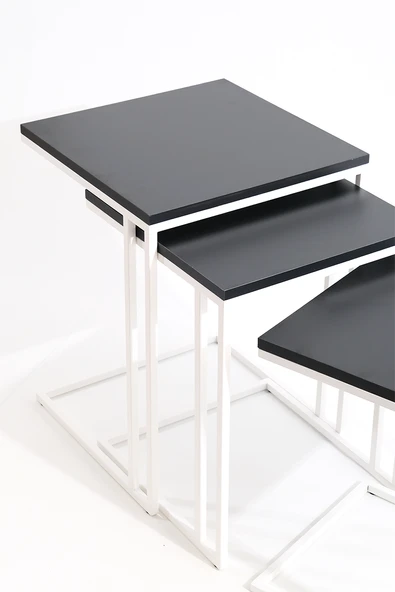 Siyah 3'lü Zigon Sehpa - Resim 3