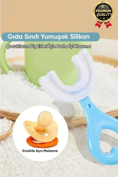 Yeni Nesil Pratik Silikon Yuvarlak U şeklinde Saplı 2-6 Yaş Yumuşak Pembe Bebek Çocuk Diş Fırçası - 3