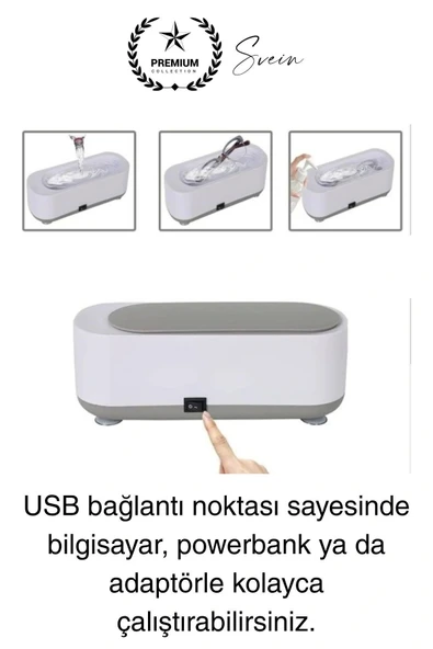Ultrasonik Çok Fonksiyonlu Yüksek Titreşimli Yıkama Takı Saat Aksesuar Gözlük Temizleme Makinesi Usb - 3