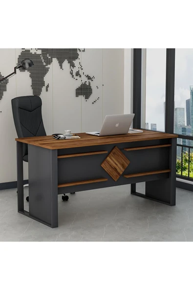 Betroya  Boss Ofis Masası Antrasit Kemençe, Modern ve Şık Çalışma Masası