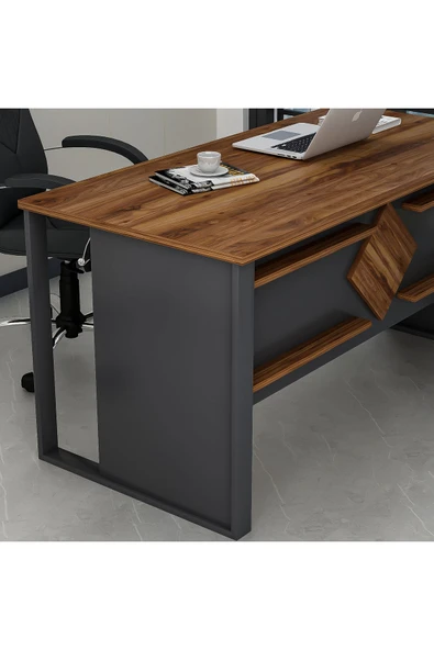 Betroya  Boss Ofis Masası Antrasit Kemençe, Modern ve Şık Çalışma Masası - 4