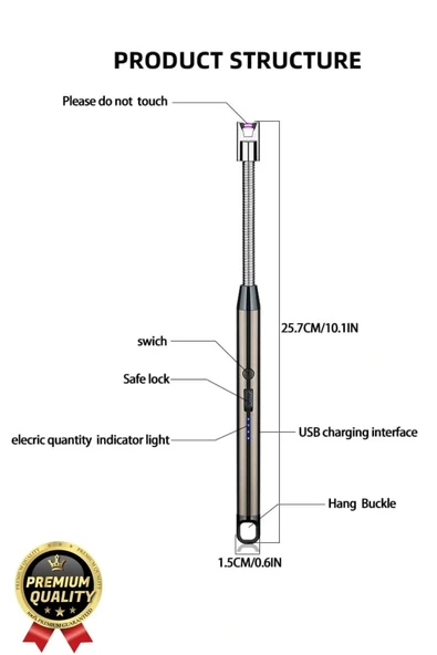 Özel Üretim Fonksiyonel USB Şarj Edilebilir Rüzgar Geçirmez Alevsiz Kamp Mum Metal Elektrikli Çakmak - 6