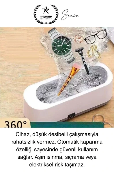 Ultrasonik Çok Fonksiyonlu Yüksek Titreşimli Yıkama Takı Saat Aksesuar Gözlük Temizleme Makinesi Usb - 5