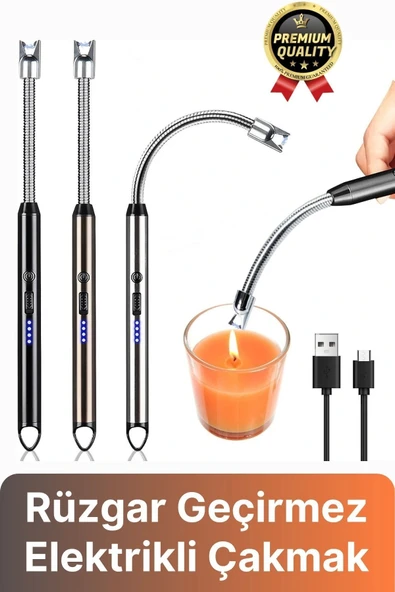 Özel Üretim Fonksiyonel USB Şarj Edilebilir Rüzgar Geçirmez Alevsiz Kamp Mum Metal Elektrikli Çakmak - 1