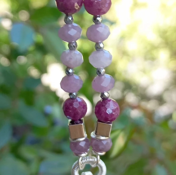 2263 Kök Safir Kunzit kök Yakut el yapımı kolye - 6