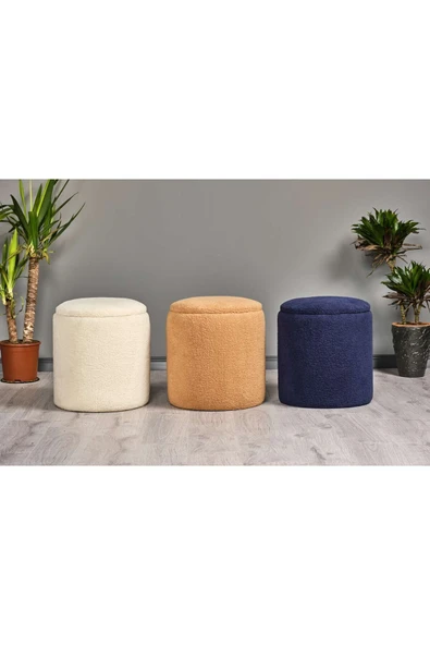 WoodyMaison Puf Iskandinav Tarz Kuzu Tüy Kumaş Sandıklı Large Çok Amaçlı Puf Koltuk Bench 41*42 - 5