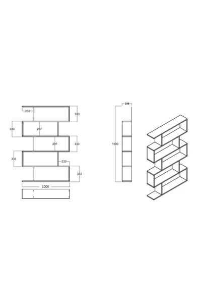 Betroya  Core Kitaplık - Siyah / Parlak Beyaz - 7