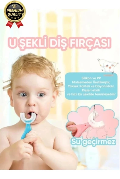 Yeni Nesil Pratik Silikon Yuvarlak U şeklinde Saplı 2-6 Yaş Yumuşak Mavi Bebek Çocuk Diş Fırçası - 2