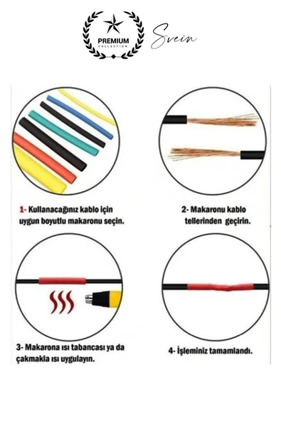 Premium Kutulu 12 Boy 530 Adet Set Renkli Isıyla Daralan Makaron Elektrik Kablosu Birleştirici Tamir - 6