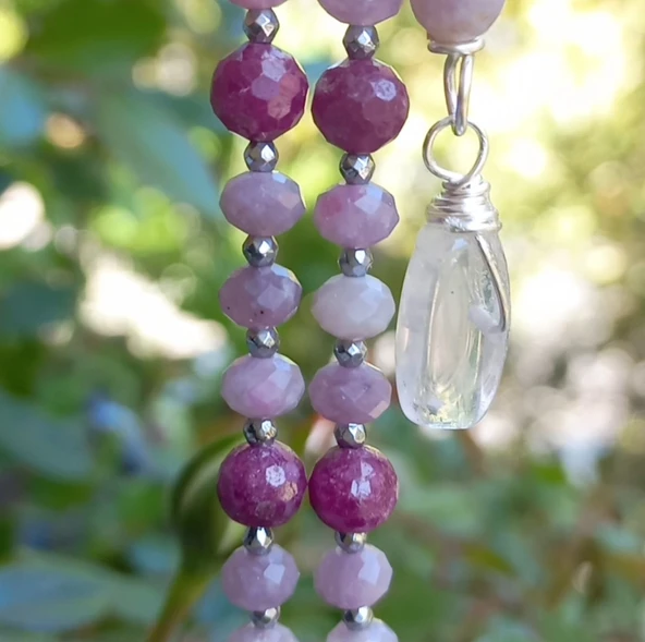 2263 Kök Safir Kunzit kök Yakut el yapımı kolye - 8