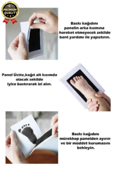 Özel Seri Mürekkepsiz 2 Kullanımlık Evcil Hayvan Bebek El Ayak İzi Fotoğraf Hatıra Çerçevesi Seti - 4