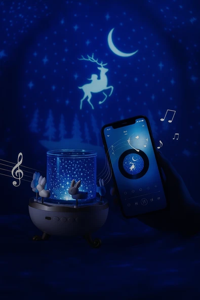 Tavşan Projeksiyon Lamba 12 Film Usb Bt Hoparlör Yıldız Gece Lambası - 6