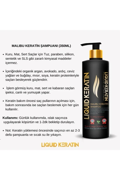 Kuru Mat Sert Kabaran Saçlara - Tuzsuz Malibu Keratin Şampuanı (350ML) - 2
