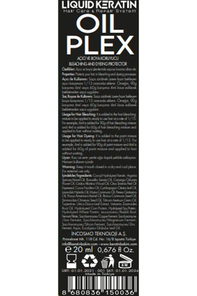 Oil Plex (20ML) Yakmadan Yıpratmadan Saç Rengi Açmak Için Oryalden Saç Koruyucu - 5
