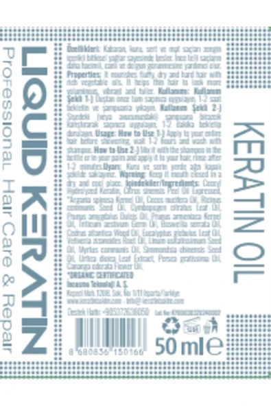 Kuru Kabaran Elektriklenen Saçlar Için Keratin Bakım Yağı (50ML) - 2