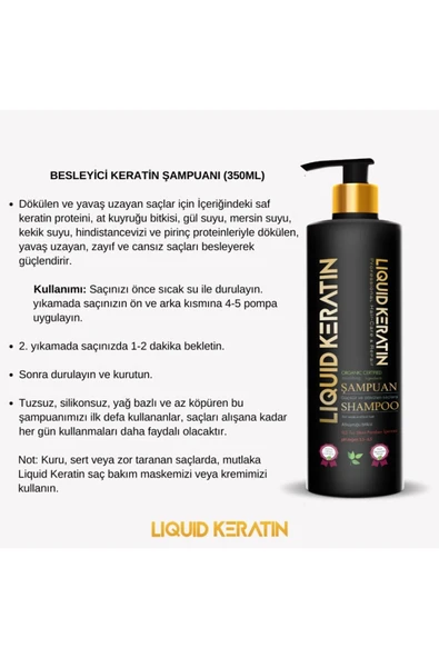Sülfatsız Tuzsuz Besleyici Doğal Keratin Şampuanı (350ML) - Dökülme Önleyici Güçlendirici - 5