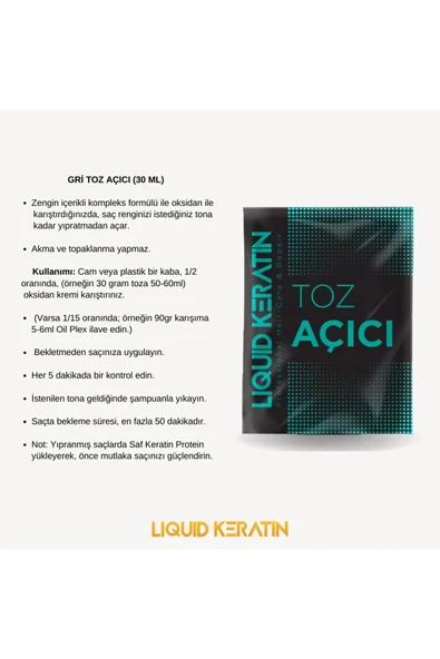 Keratinli Gri Toz Açıcı Oksidan Krem - Saç Rengi Boya Açıcı Set (30GR 60ML) - 2