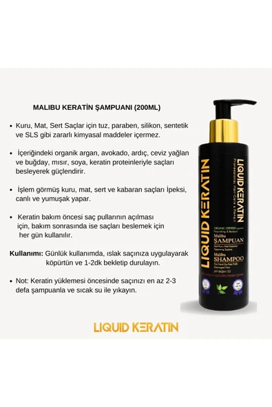 Kuru Mat Sert Kabaran Saçlara Malibu Keratin Şampuanı 200ml - 2