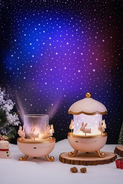 Tavşan Projeksiyon Lamba 12 Film Usb Bt Hoparlör Yıldız Gece Lambası - 5