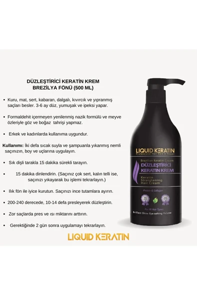 Saç Keratin Bakım Kremi - Kuru, Sert, Yıpranmış Kabaran Saçlar İçin Pürüzsüz Yumuşak Nemli (500ML) - 2
