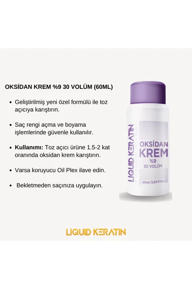 Keratinli Gri Toz Açıcı Oksidan Krem - Saç Rengi Boya Açıcı Set (30GR 60ML) - 3