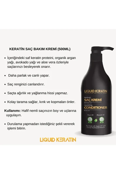 Keratin Kremi (500ML) Yıpranmış Kuru Saçlar Için (NEMLENDİRİCİ ONARICI BAKIM) - 2