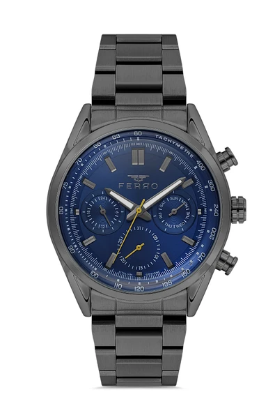 Ferro FM11588AWT-G3 Quartz Çelik Siyah Lacivert Kadran 42 mm Erkek Kol Saati - 2