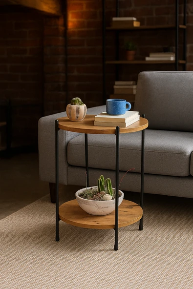 ED PET DİZAYN 2 KATLI YAN SEHPA YUVARLAK SEHPA - 2