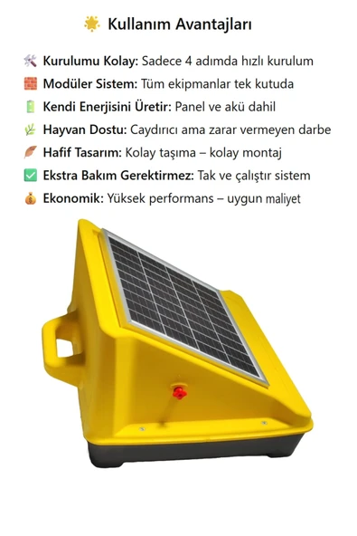 Elektrikli Çit Teli Sistemi Seti Güneş Panelli-40 Dönüme Kadar Ayı Domuz Kurt Için Etkili Koruma - Resim 3