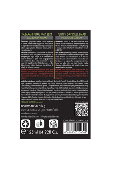 Kabaran Kuru Saçlara Keratin Bakım Kremi (125ML) - 4