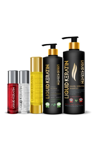 Keratin Saç Güçlendirici Dökülme Önleyici 5'li Ultra Set (SAÇ SERUM VE YAĞI) - 1