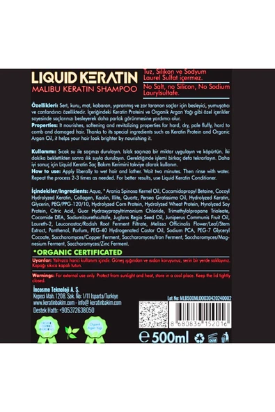 Kuru Mat Sert Saçlara Malibu Keratin Şampuanı (500ML) Tuzsuz Sulfatsız - 6