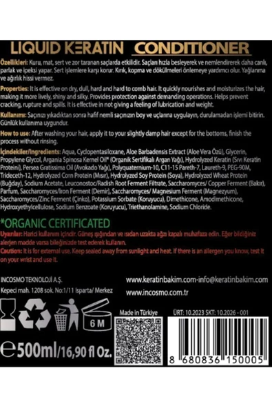 Keratin Kremi (500ML) Yıpranmış Kuru Saçlar Için (NEMLENDİRİCİ ONARICI BAKIM) - 3
