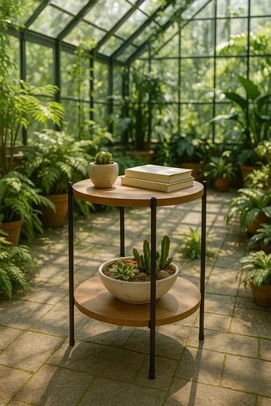 ED PET DİZAYN 2 KATLI YAN SEHPA YUVARLAK SEHPA - 3