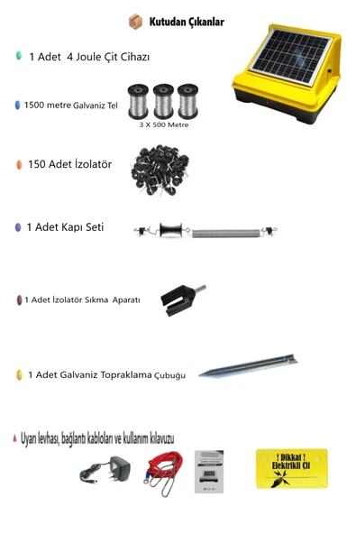 Elektrikli Çit Teli Sistemi Seti Güneş Panelli-40 Dönüme Kadar Ayı Domuz Kurt Için Etkili Koruma - Resim 4