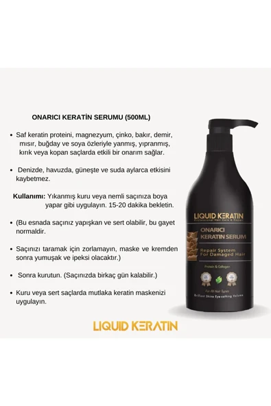 Onarıcı Saf Keratin Saç Bakım Serumu (500ml) - 2