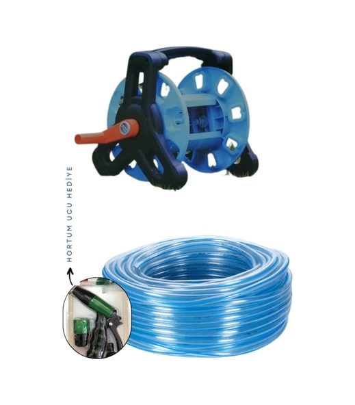 Taflan Tf6230 Hortum Makarası, Şeffaf Silikonlu Hortum 1/2" 30 Mt Ve 2 Fonk. Uç