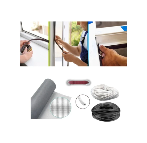 Netpen 3'lü Sineklik Seti 800x120 Cm Tül, 24 Mt. Beyaz Conta, Fitil Çekme Aparatı 800x120 Cm - 2