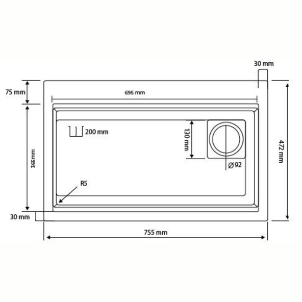 Real Stone LİKYA 75,5x47 cm Antrasit Granit Mutfak Eviyesi - Resim 2