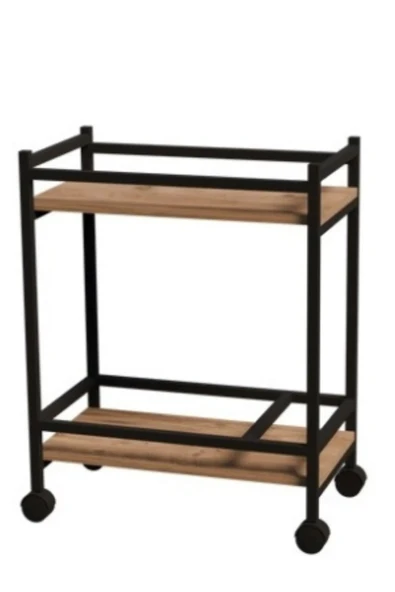 ED PET DİZAYN Servis Sunum Arabası Şaraplık Ev Tipi Iki Katlı Şişe Bölmeli