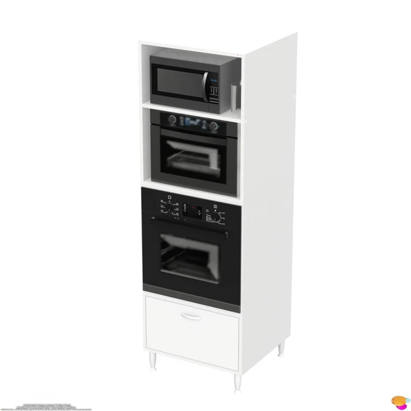 Modilayn ZERA Ankastre Dolap (60x185,9x56 cm): 1 Kapaklı Mini/Midi Mikrodalga Fırın Dolabı - Resim 6